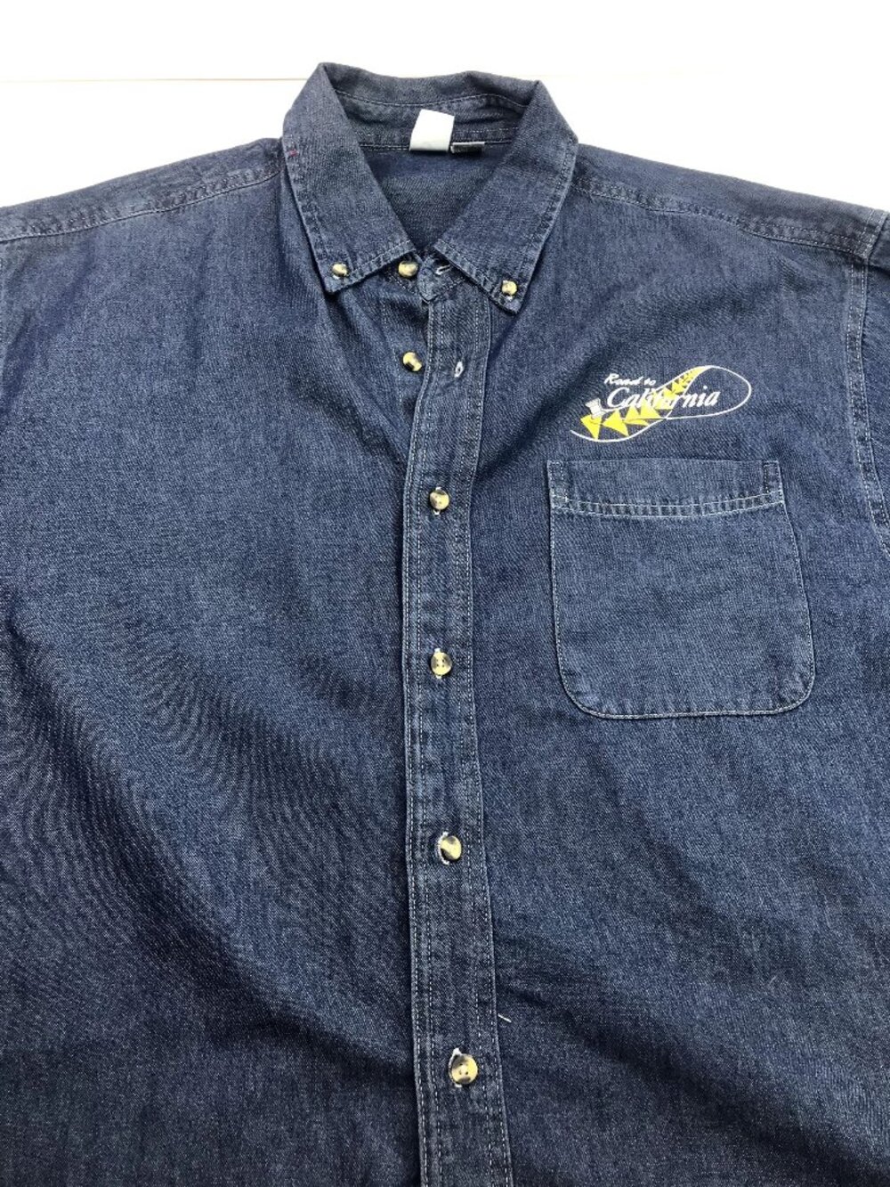 Port & Company Mens Denim Shirt Road To California Embroidered XL 100% Cotton